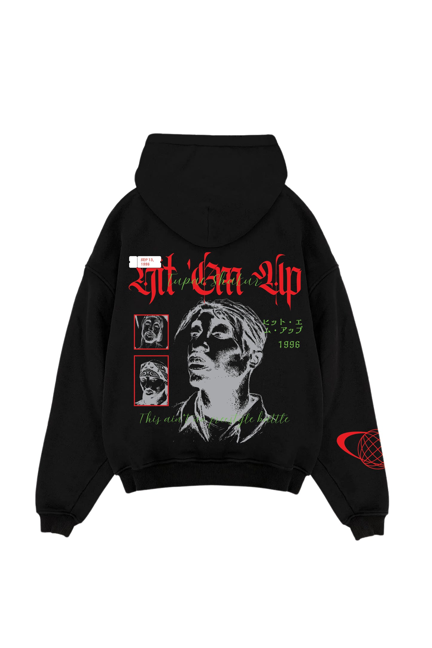 Tupac Shakur Designed Oversized Hoodie