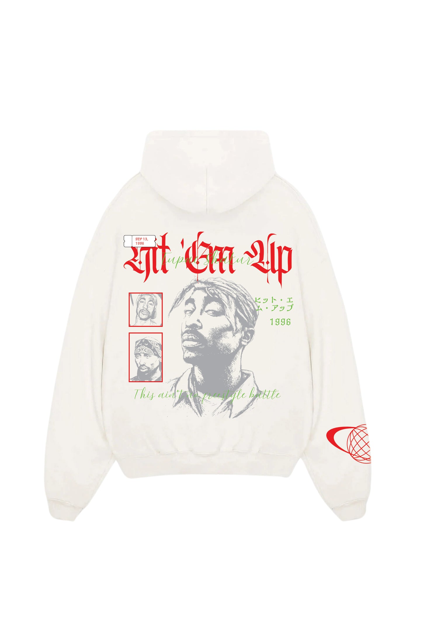 Tupac Shakur Designed Oversized Hoodie